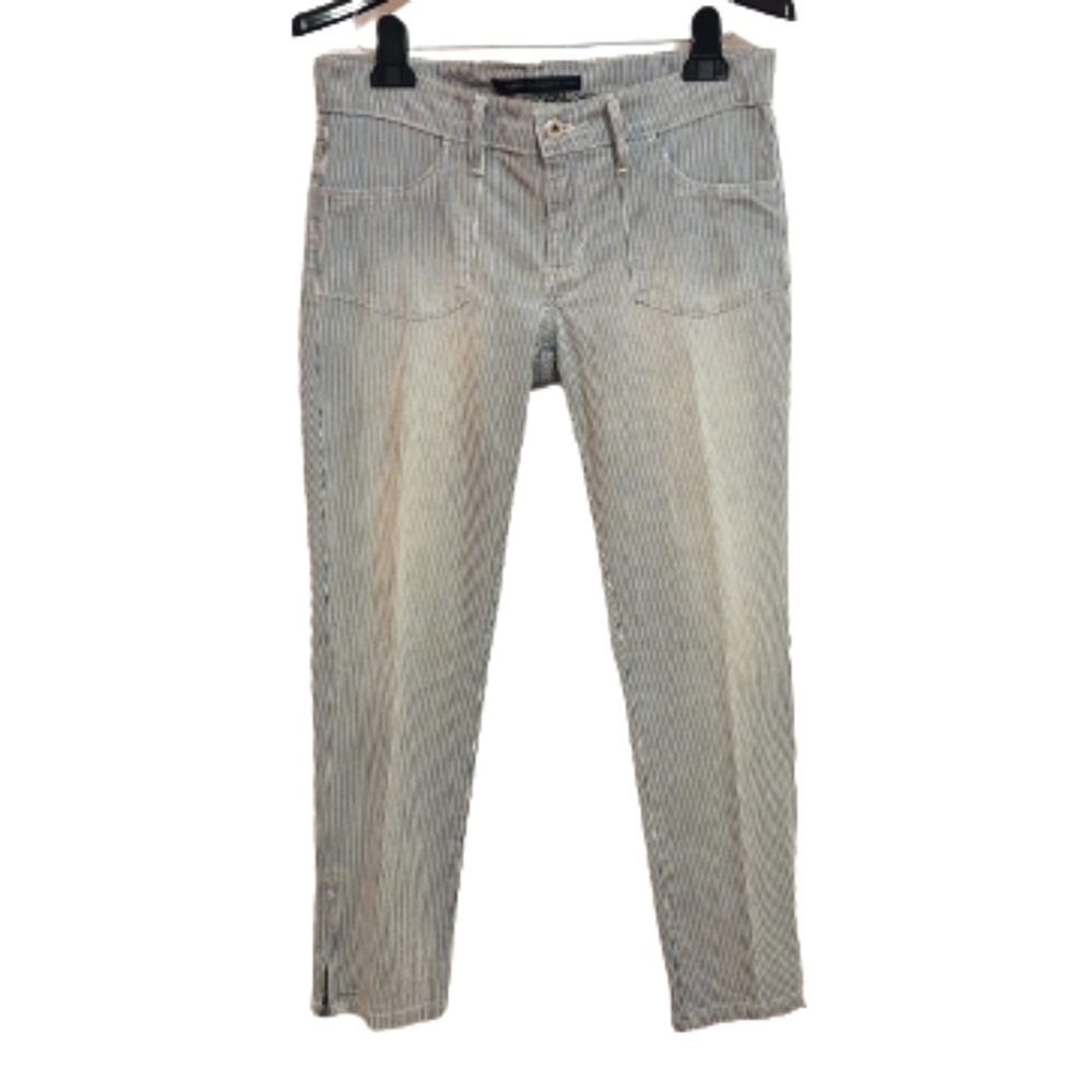 Levi's Blue White Striped Distressed Ankle Jeans Size 10